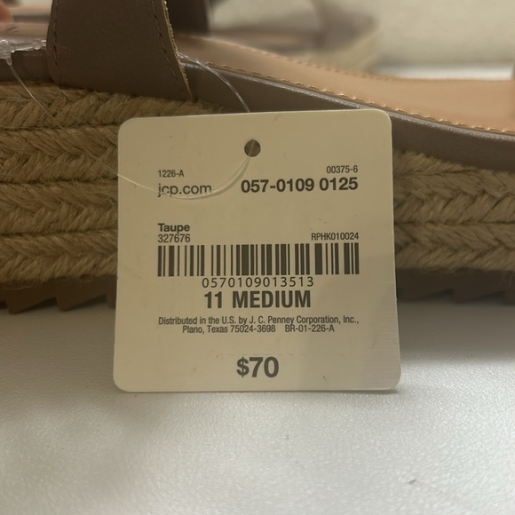 Taupe Wedge Heeled Sandals Size 11 espadrille NEW! - Picture 5 of 5